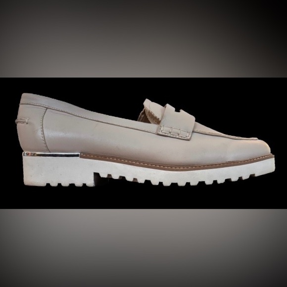 Franco Sarto nude lthr waffle bottom loafers SZ 8.5 preppy neutral old money - Picture 9 of 14